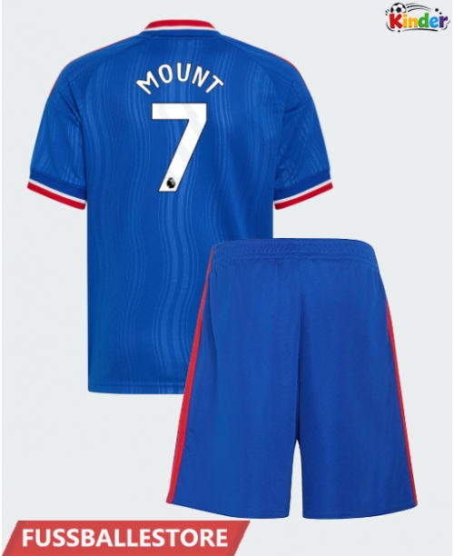 Günstige Manchester United Mason Mount #7 Auswärts Trikotsatzt Kinder 2026-27 Kurzarm (+ Kurze Hosen)